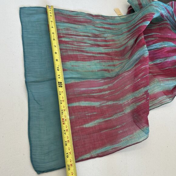 Neeru Kumar For Pavo SF Shibori Handmade Silk Scarf Beautiful NWT Blue Pink - Picture 8 of 9